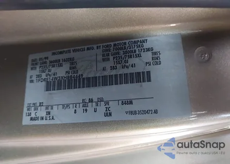 1999 Ford E-150 Commercial/Recreational from USA, damaged, VIN 1FDRE14W3XHB84449